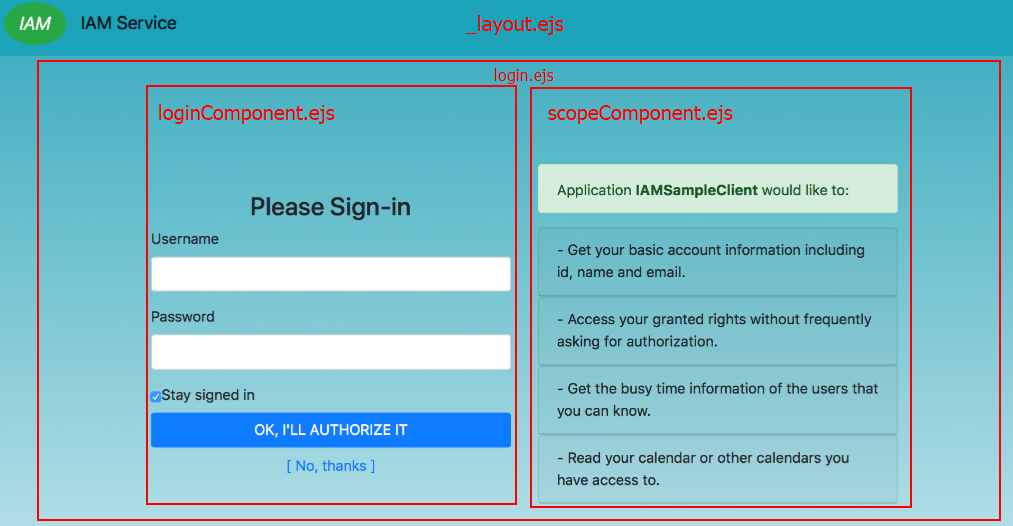 login page structure