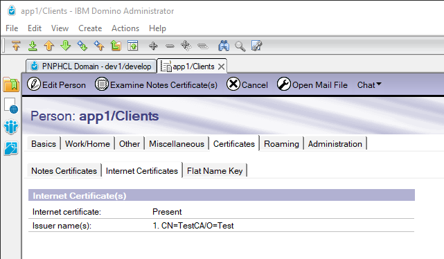 example person with imported certificate